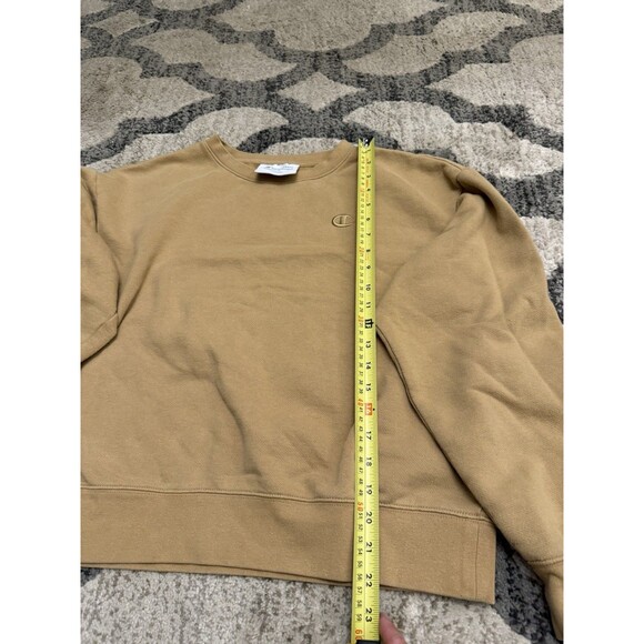 Y2K Champion Crewneck Sweatshirt Embroidered Logo Tan L - Picture 2 of 3